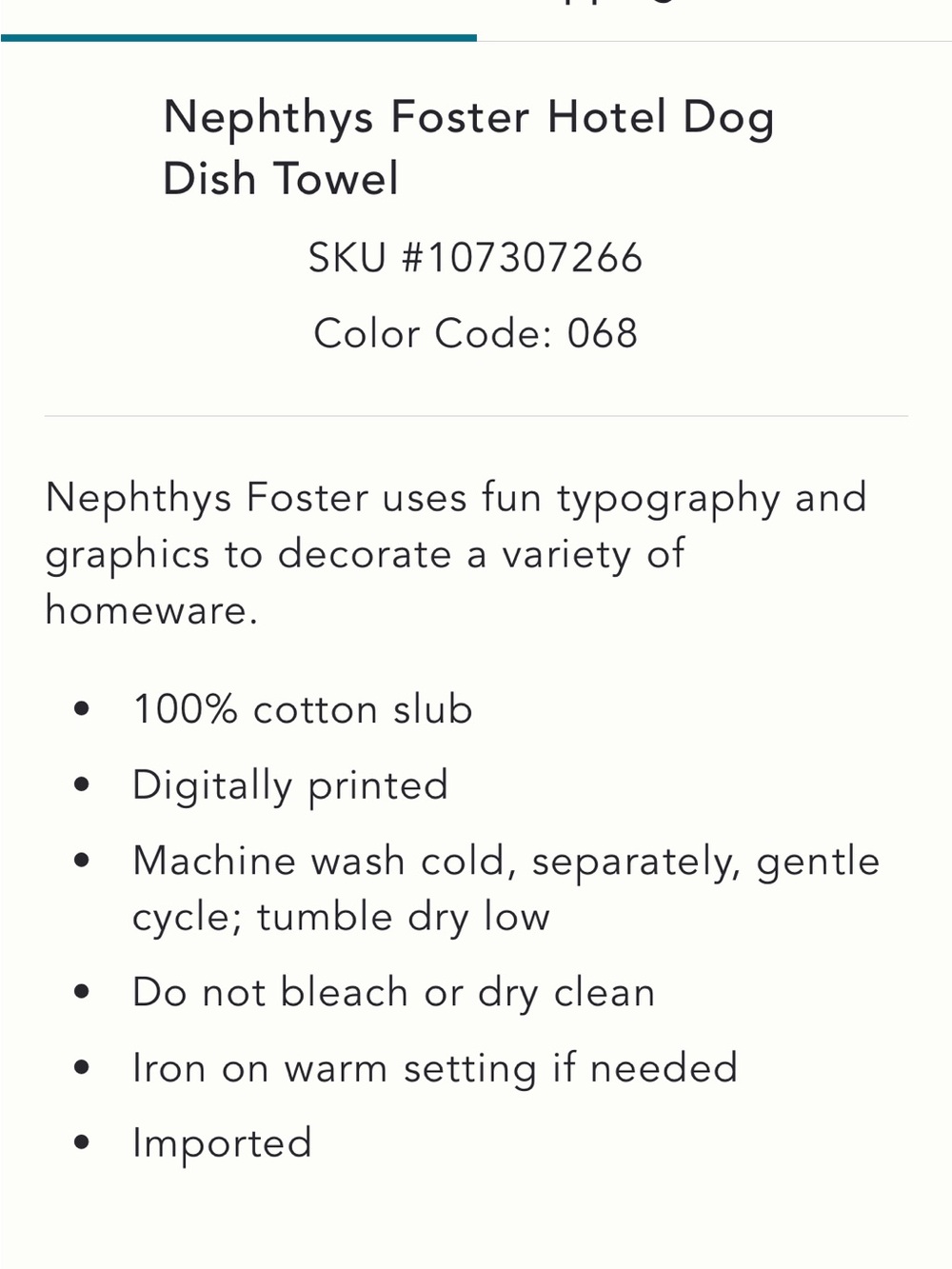 Anthropologie Pink 'Room Service' kitchen Towel - Picture 2 of 3